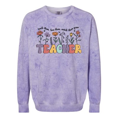 Retro Teacher , Flower Floral Colorblast Crewneck Sweatshirt