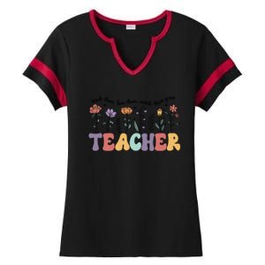 Retro Teacher , Flower Floral Ladies Halftime Notch Neck Tee