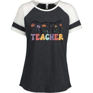 Retro Teacher , Flower Floral Enza Ladies Jersey Colorblock Tee