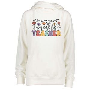 Retro Teacher , Flower Floral Womens Funnel Neck Pullover Hood