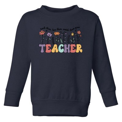 Retro Teacher , Flower Floral Toddler Sweatshirt