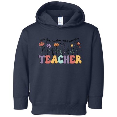 Retro Teacher , Flower Floral Toddler Hoodie