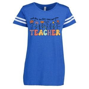 Retro Teacher , Flower Floral Enza Ladies Jersey Football T-Shirt