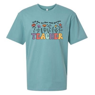 Retro Teacher , Flower Floral Sueded Cloud Jersey T-Shirt