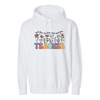 Retro Teacher , Flower Floral Garment-Dyed Fleece Hoodie