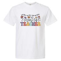 Retro Teacher , Flower Floral Garment-Dyed Heavyweight T-Shirt