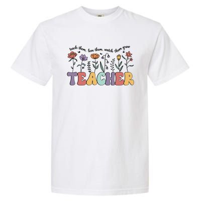 Retro Teacher , Flower Floral Garment-Dyed Heavyweight T-Shirt