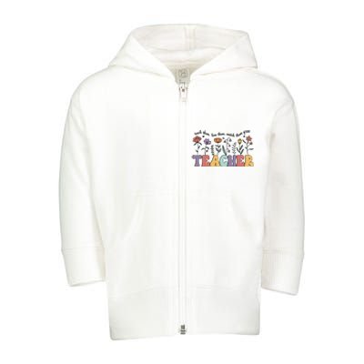 Retro Teacher , Flower Floral Toddler Zip Fleece Hoodie