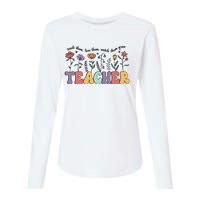 Retro Teacher , Flower Floral Womens Cotton Relaxed Long Sleeve T-Shirt