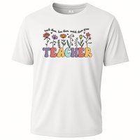 Retro Teacher , Flower Floral Cooling Performance Crew T-Shirt