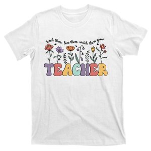 Retro Teacher , Flower Floral T-Shirt