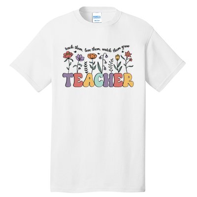 Retro Teacher , Flower Floral Tall T-Shirt