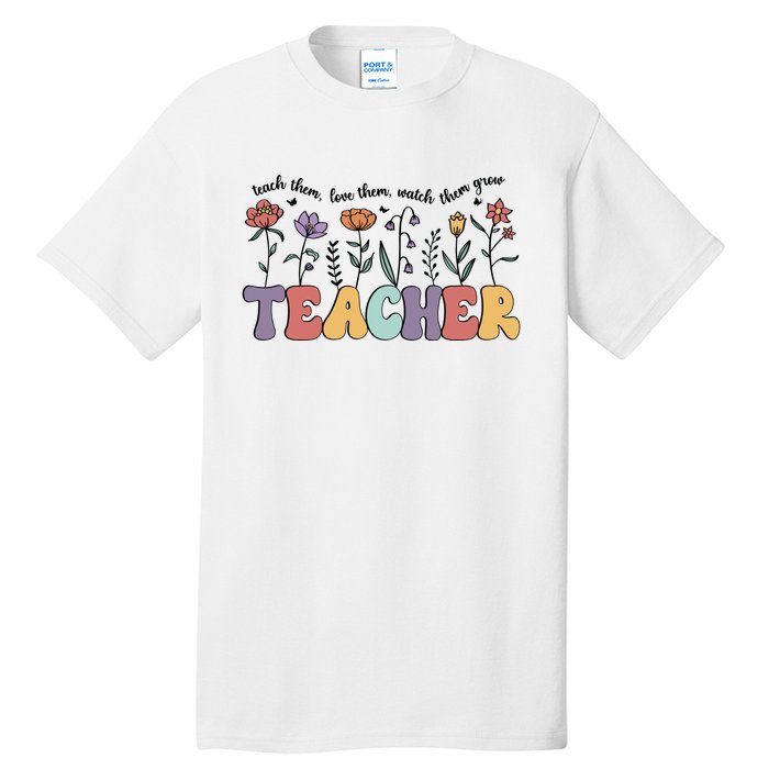 Retro Teacher , Flower Floral Tall T-Shirt