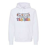 Retro Teacher , Flower Floral Premium Hoodie