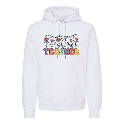 Retro Teacher , Flower Floral Premium Hoodie