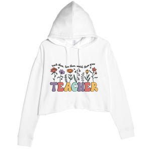 Retro Teacher , Flower Floral Crop Fleece Hoodie