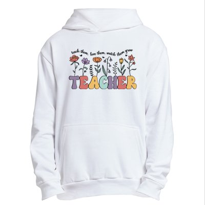 Retro Teacher , Flower Floral Urban Pullover Hoodie