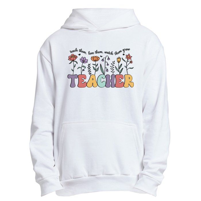 Retro Teacher , Flower Floral Urban Pullover Hoodie