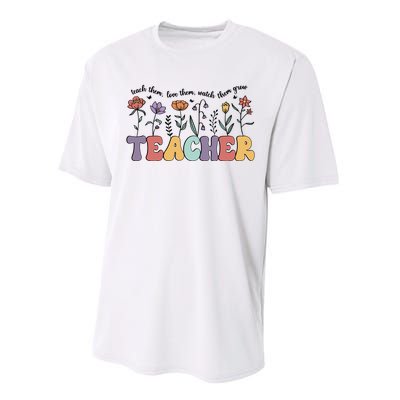 Retro Teacher , Flower Floral Performance Sprint T-Shirt