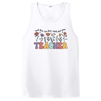 Retro Teacher , Flower Floral PosiCharge Competitor Tank