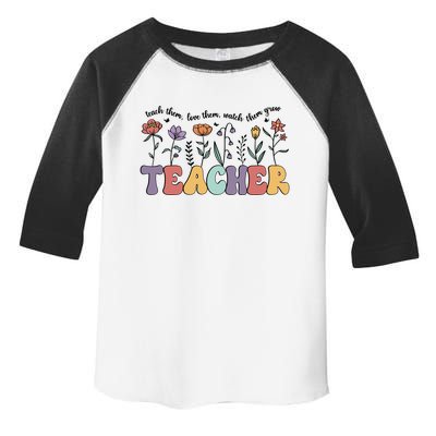 Retro Teacher , Flower Floral Toddler Fine Jersey T-Shirt