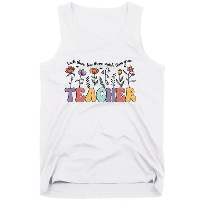 Retro Teacher , Flower Floral Tank Top