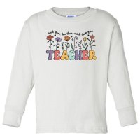 Retro Teacher , Flower Floral Toddler Long Sleeve Shirt