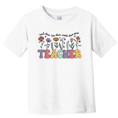 Retro Teacher , Flower Floral Toddler T-Shirt