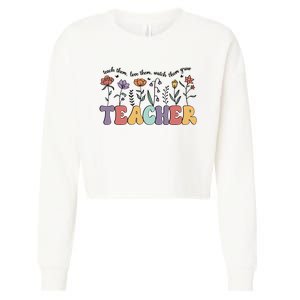 Retro Teacher , Flower Floral Cropped Pullover Crew