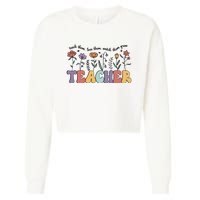 Retro Teacher , Flower Floral Cropped Pullover Crew