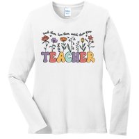 Retro Teacher , Flower Floral Ladies Long Sleeve Shirt