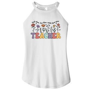 Retro Teacher , Flower Floral Women's Perfect Tri Rocker Tank