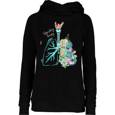 Respiratory Therapy Flower Lung Respiratory Therapist Womens Funnel Neck Pullover Hood