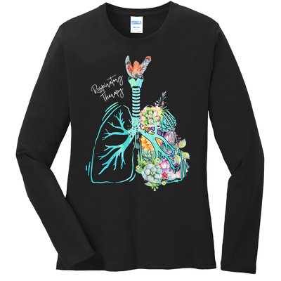 Respiratory Therapy Flower Lung Respiratory Therapist Ladies Long Sleeve Shirt