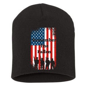 Remember The Fallen Memorial Day American Flag Short Acrylic Beanie