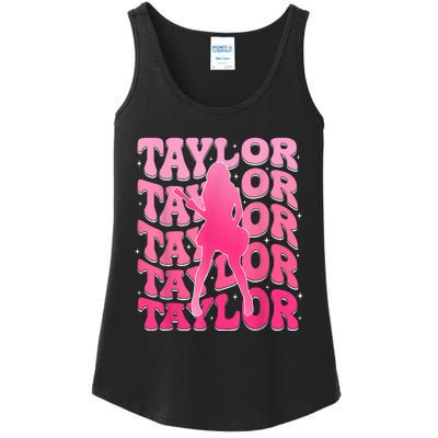 Retro Taylor First Name Personalized 80S Ladies Essential Tank