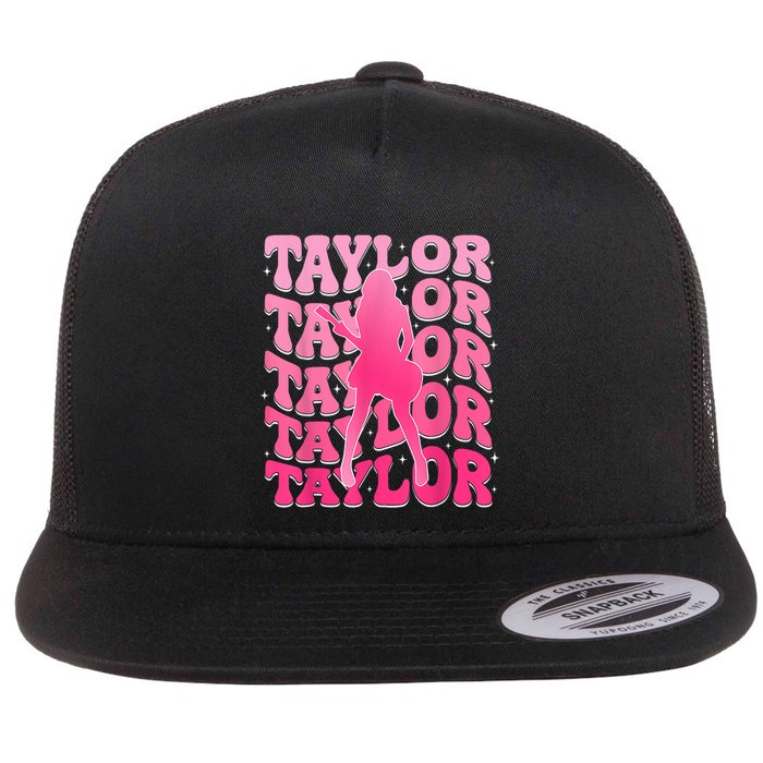Retro Taylor First Name Personalized 80S Flat Bill Trucker Hat