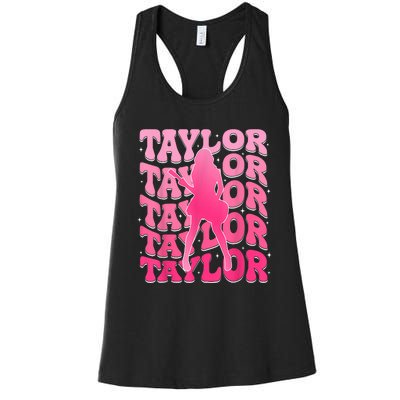 Retro Taylor First Name Personalized 80S Women's Racerback Tank