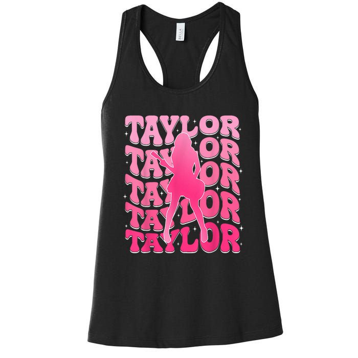 Retro Taylor First Name Personalized 80S Women's Racerback Tank