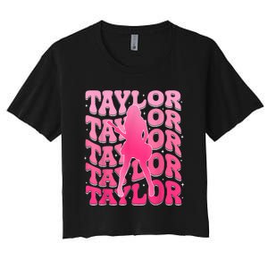 Retro Taylor First Name Personalized 80S Women's Crop Top Tee