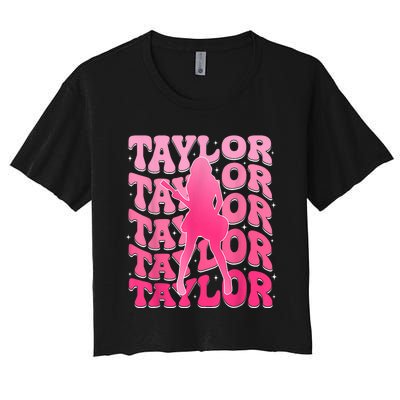 Retro Taylor First Name Personalized 80S Women's Crop Top Tee