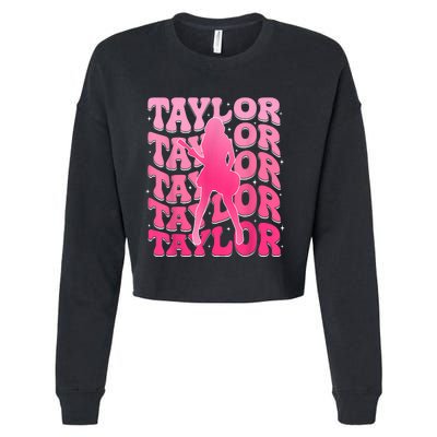 Retro Taylor First Name Personalized 80S Cropped Pullover Crew