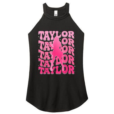 Retro Taylor First Name Personalized 80S Women's Perfect Tri Rocker Tank