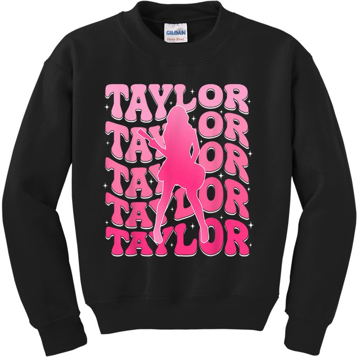 Retro Taylor First Name Personalized 80S Kids Sweatshirt