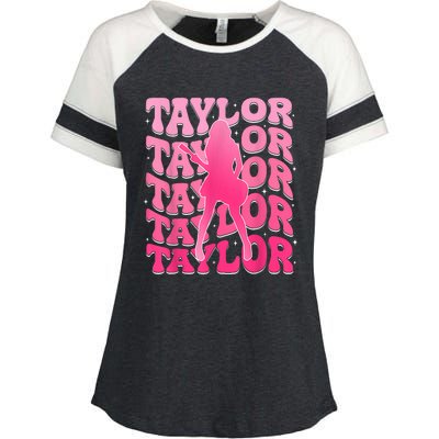 Retro Taylor First Name Personalized 80S Enza Ladies Jersey Colorblock Tee