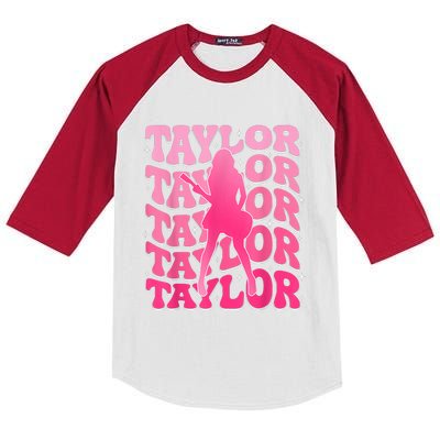 Retro Taylor First Name Personalized 80S Kids Colorblock Raglan Jersey