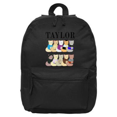 Retro Taylor First Name Personalized Name Groovy 16 in Basic Backpack