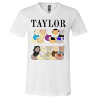 Retro Taylor First Name Personalized Name Groovy V-Neck T-Shirt