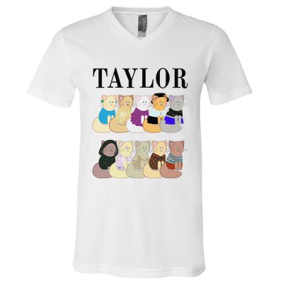 Retro Taylor First Name Personalized Name Groovy V-Neck T-Shirt