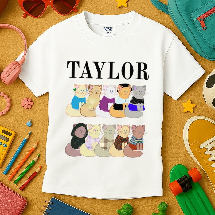 Retro Taylor First Name Personalized Name Groovy Kids T-Shirt